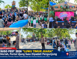 Suso Fest 2026 “Luwu Timur Juara” Meriah, Pantai Ujung Suso Dipadati Pengunjung, Kapolsek Burau Pimpin Langsung Pengamanan.